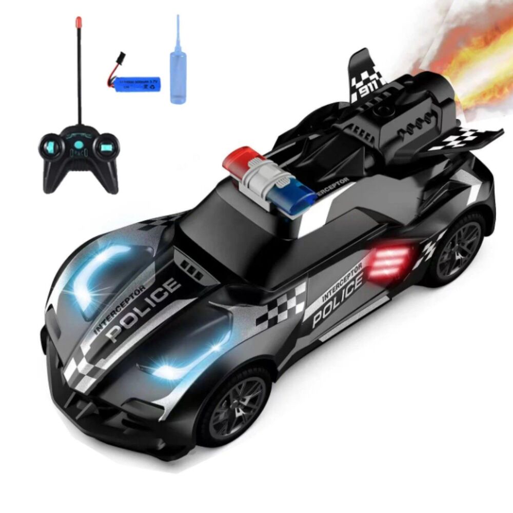 Police RC Racing drift Car with smoke black rechargeable battery included. Leds